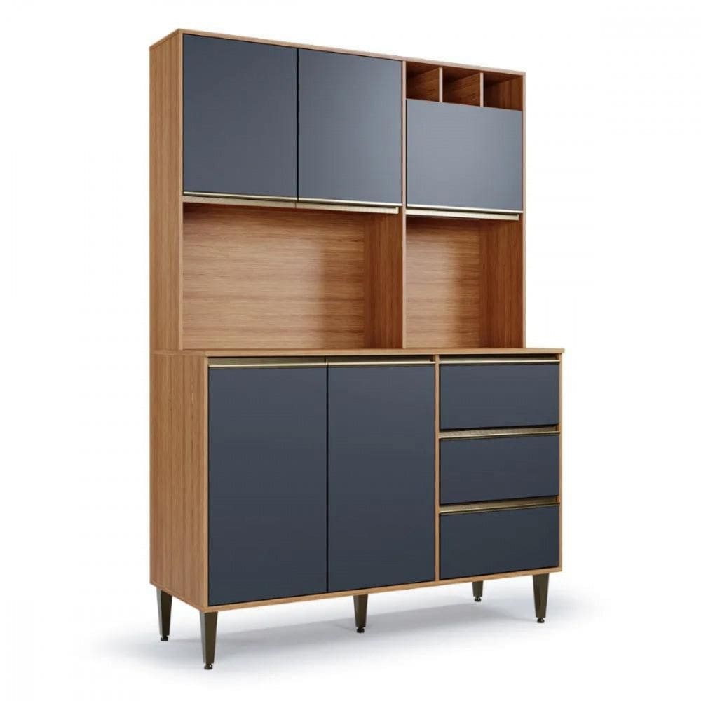 Arm?rio de Cozinha 5 Portas 3 Gavetas Versatti Freij? Com Grafite Batrol