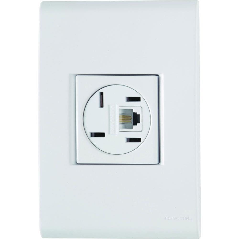 Conjunto Liz Branco 4x2 com 1 Tomada para Telefone 4P+RJ11 - 57170018 - TRAMONTINA