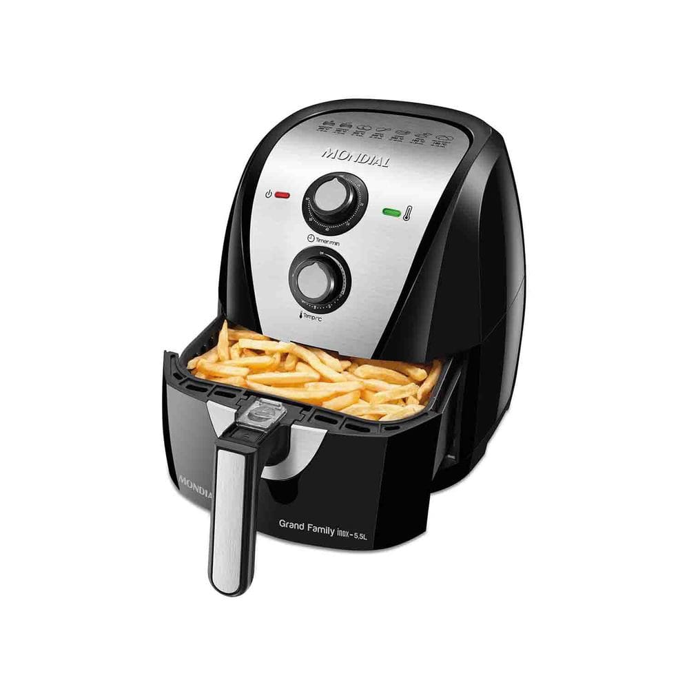 Fritadeira Elétrica Air Fryer Mondial Grand Family Inox AF-55i 5,5L Preta - 127V