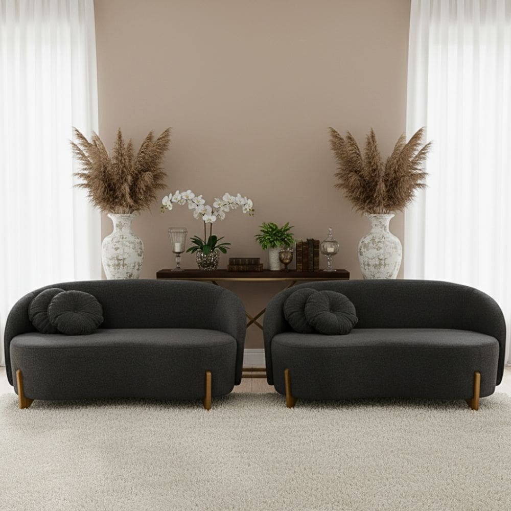 Kit 02 sofá amsterda boucle cinza escuro