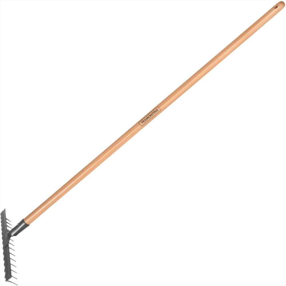 Ancinho Metálico com 14 Dentes e Cabo de Madeira de 120cm - 77110644 - TRAMONTINA