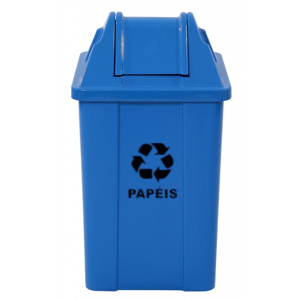 Lixeira Basculante 60 Litros c/ Adesivo Descarte Coleta Seletiva Azul JSN