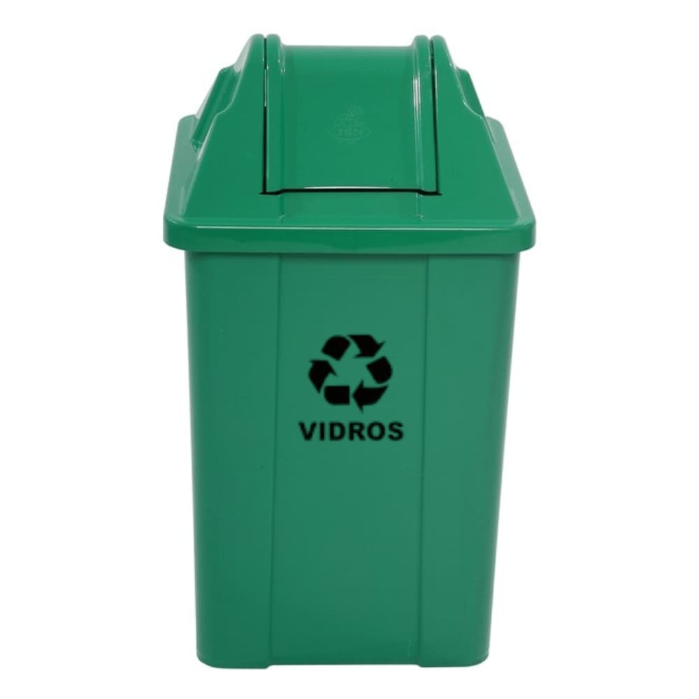 Lixeira Basculante 60 Litros c/ Adesivo Descarte Coleta Seletiva Verde JSN