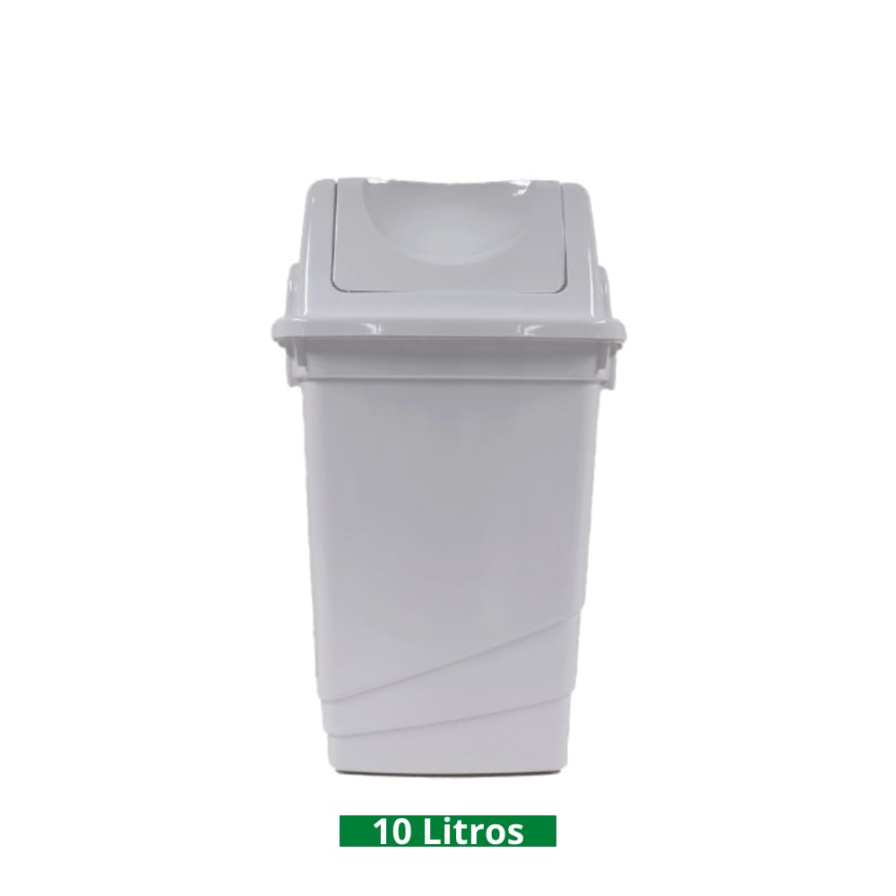 Lixeira Basculante 10 Litros Branca Fortcom