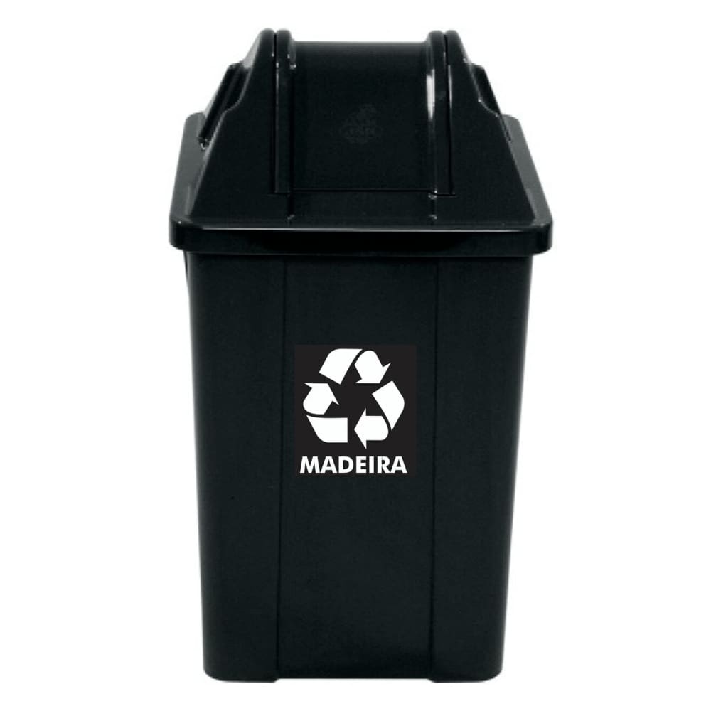 Lixeira Basculante 60 Litros c/ Adesivo Descarte Coleta Seletiva Preta JSN