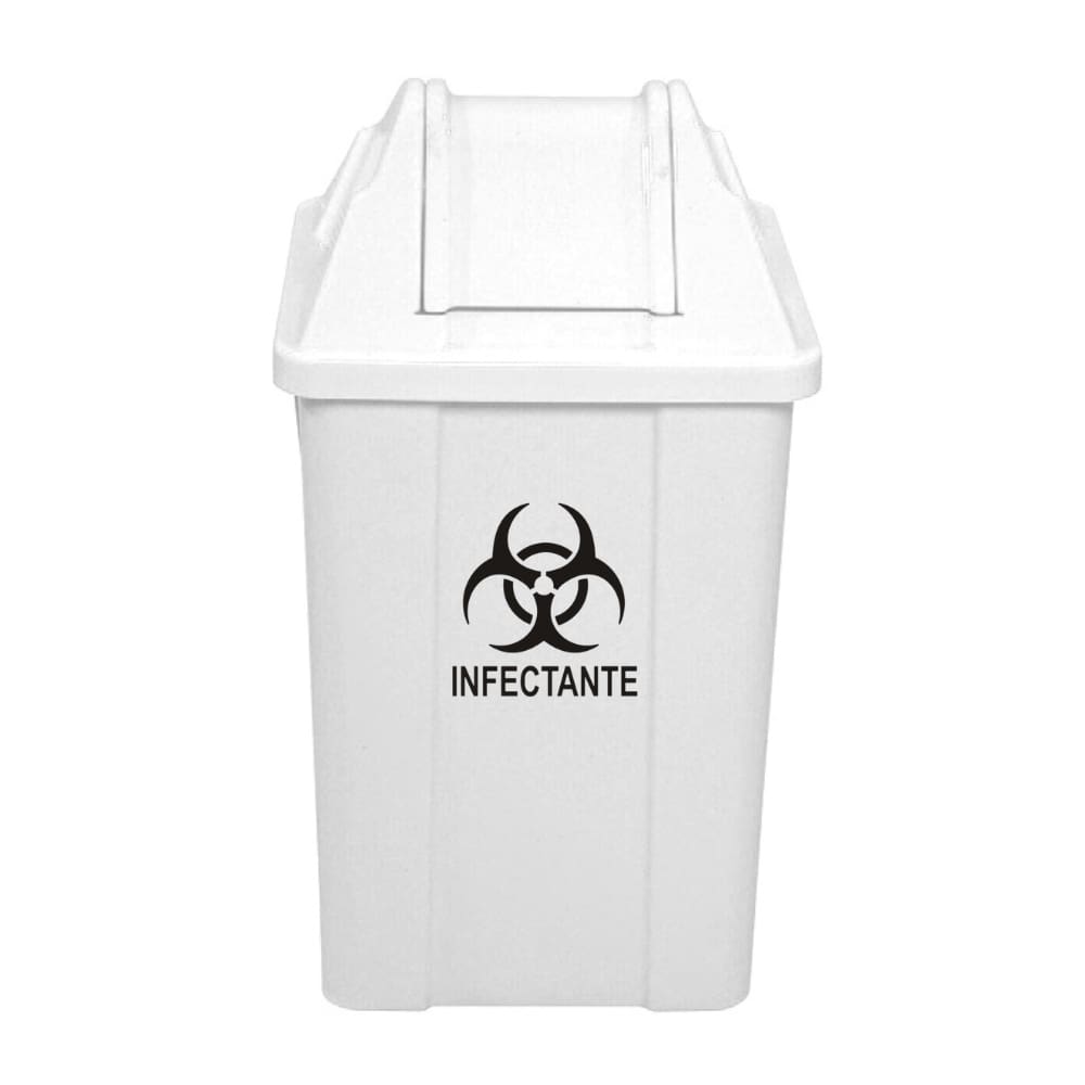 Lixeira Basculante 60 Litros c/ Adesivo Descarte Coleta Seletiva Branca JSN