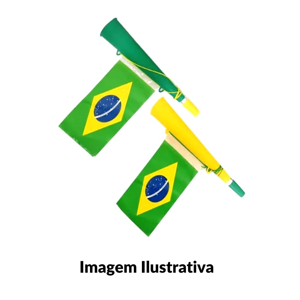 Corneta c/ Bandeira do Brasil 45cm Fantasias Radicais