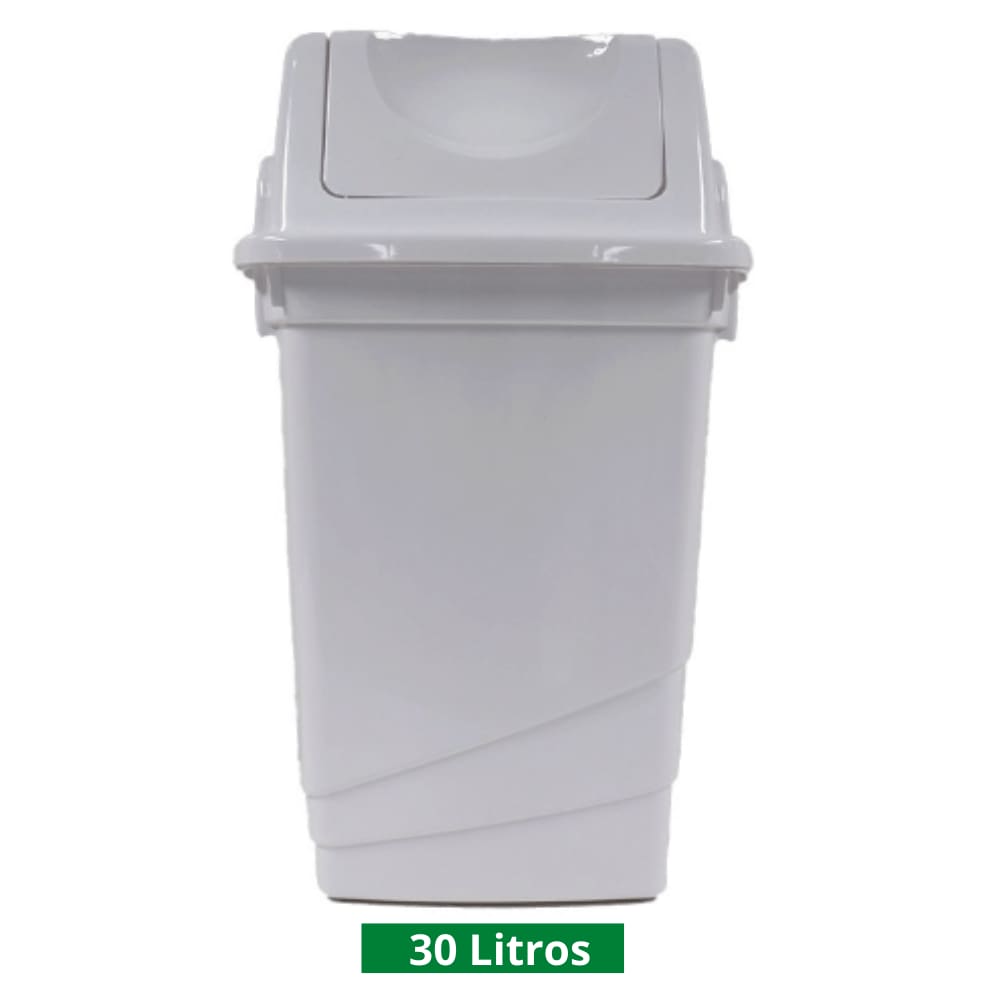 Lixeira Basculante 30 Litros Branca Fortcom