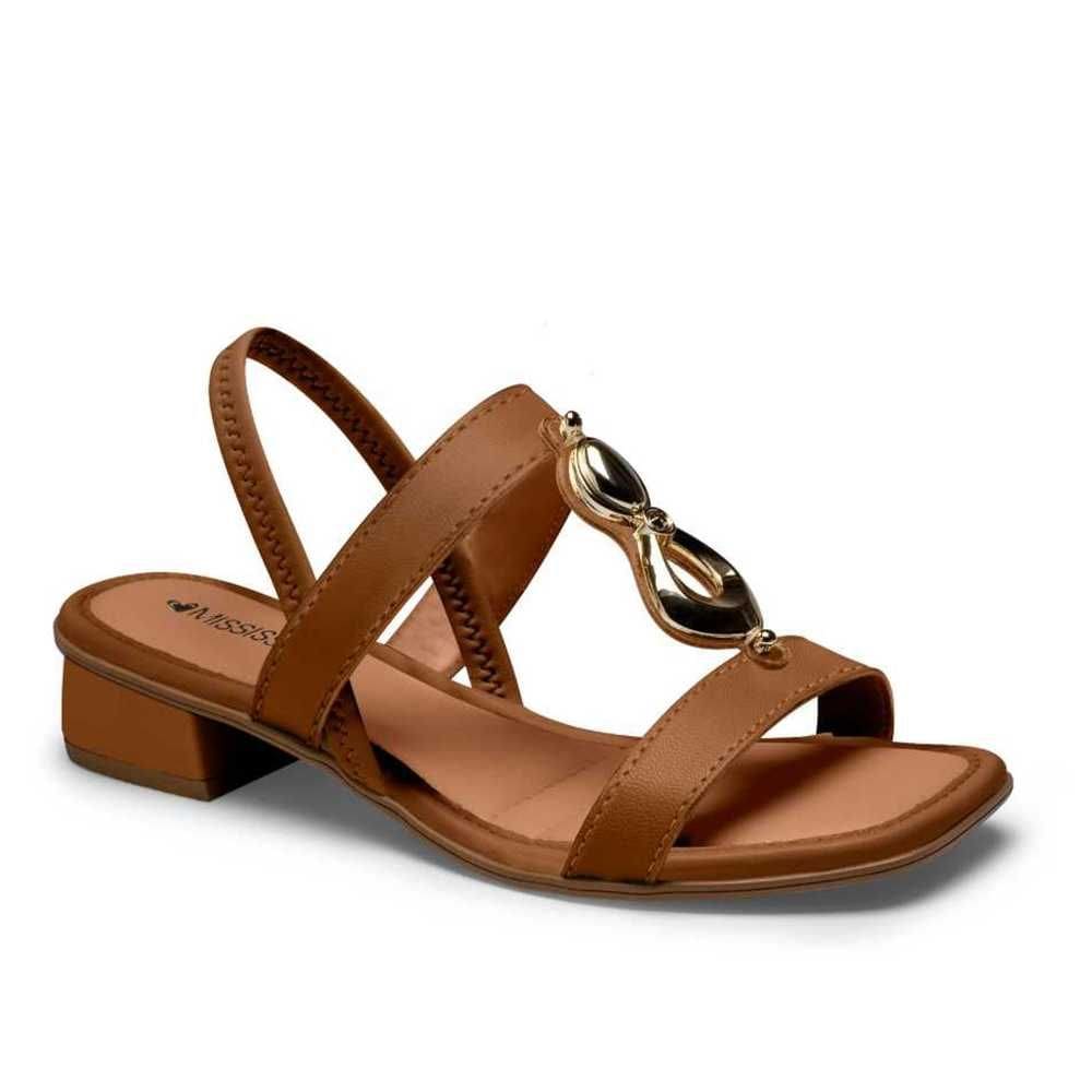 Sandália Feminina Mississipi Salto Blocado Pedraria