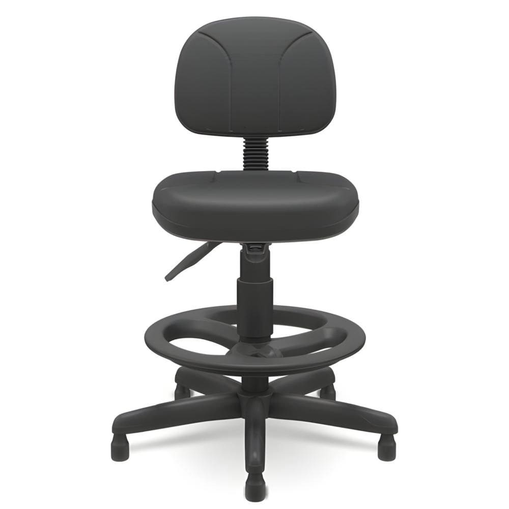 Cadeira Caixa Secretaria Couro Ecologico Preto - Plaxmetal