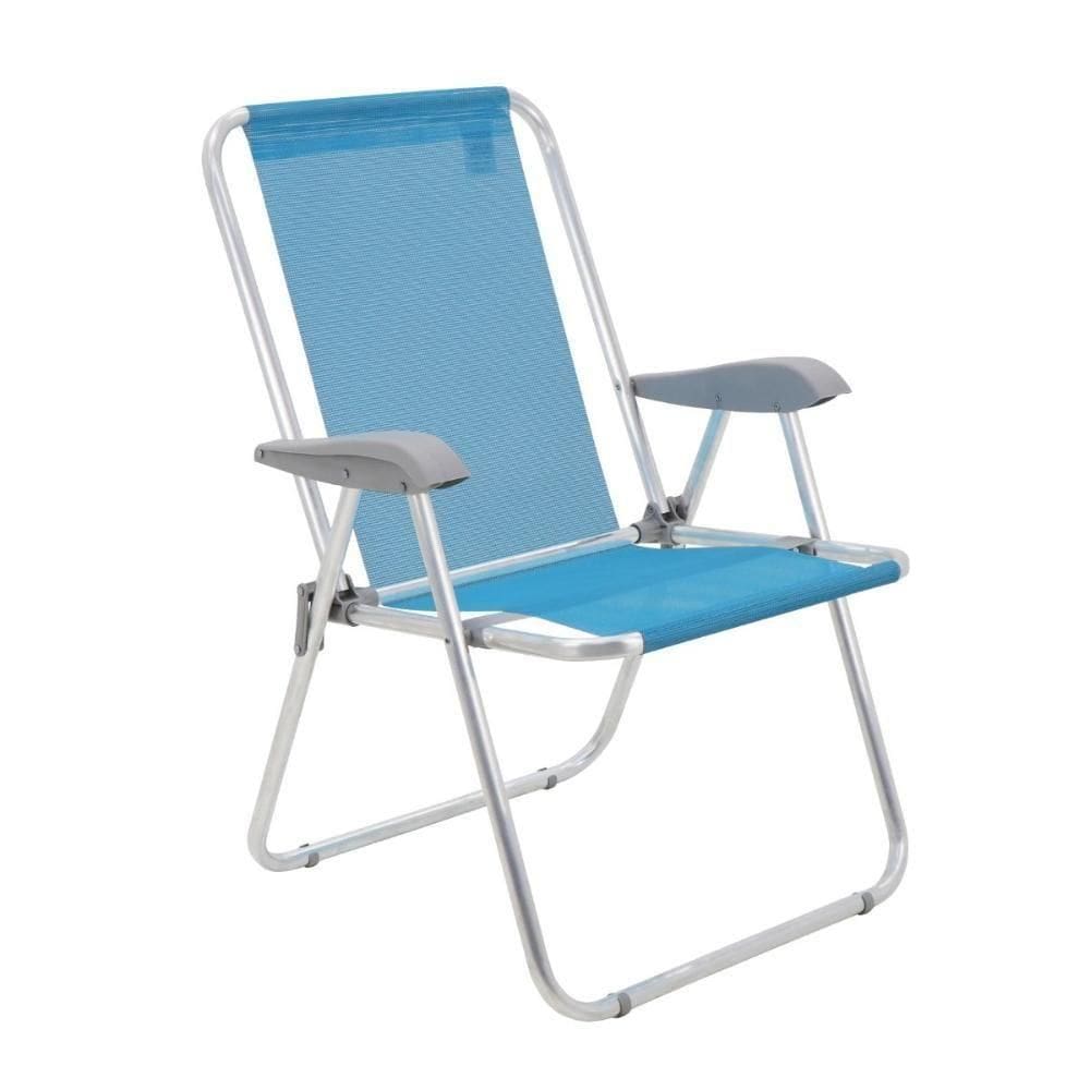 Cadeira De Praia Creta Master Camping Alumínio Tramontina Azul