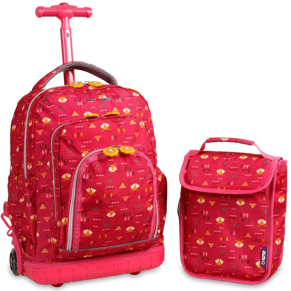 Mochila com rodinhas J World Lollipop 16 Kids com lancheira Fox