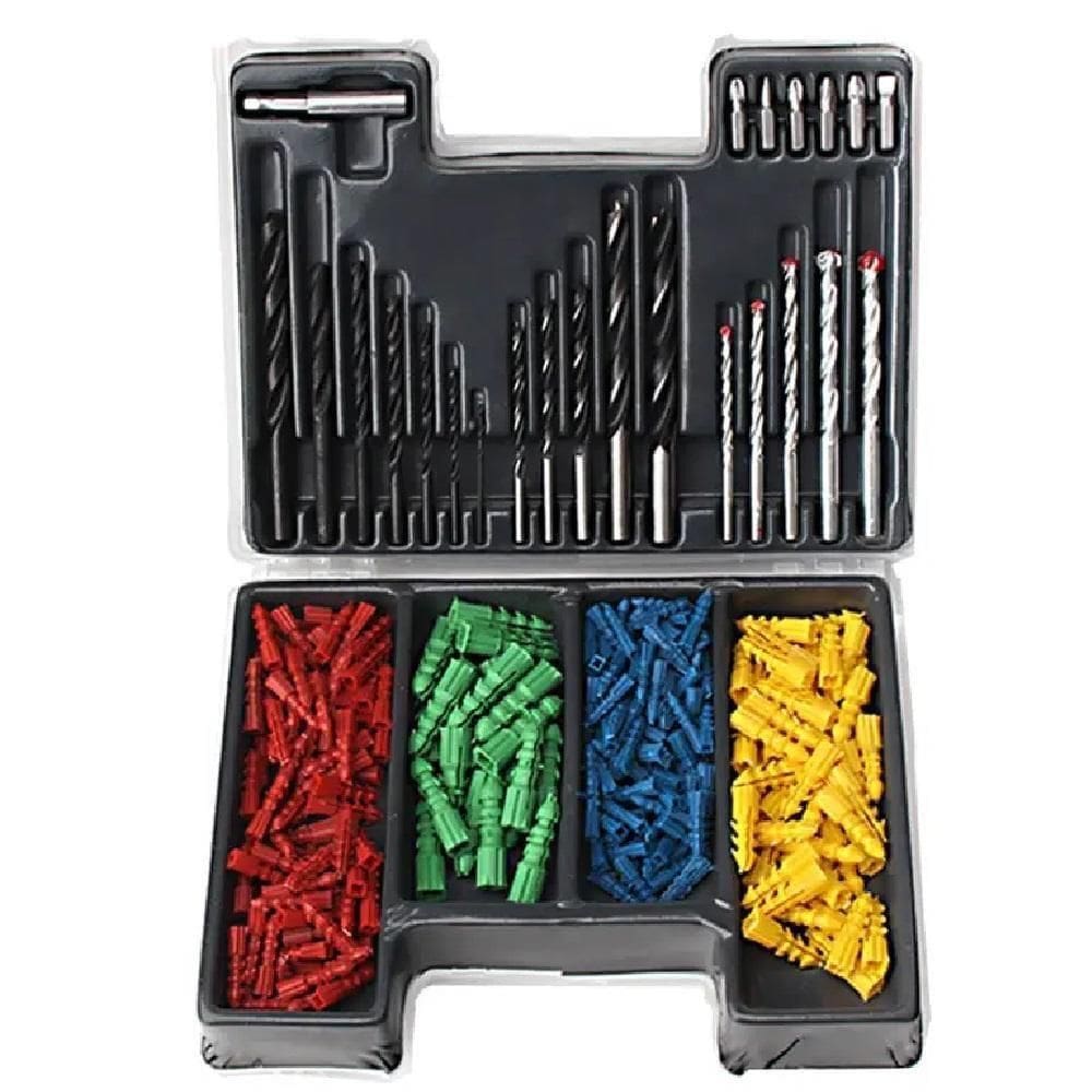 Jogo De Brocas, Bits E Buchas Com 300 Peças Kit Completo Para Perfuração E Fixação