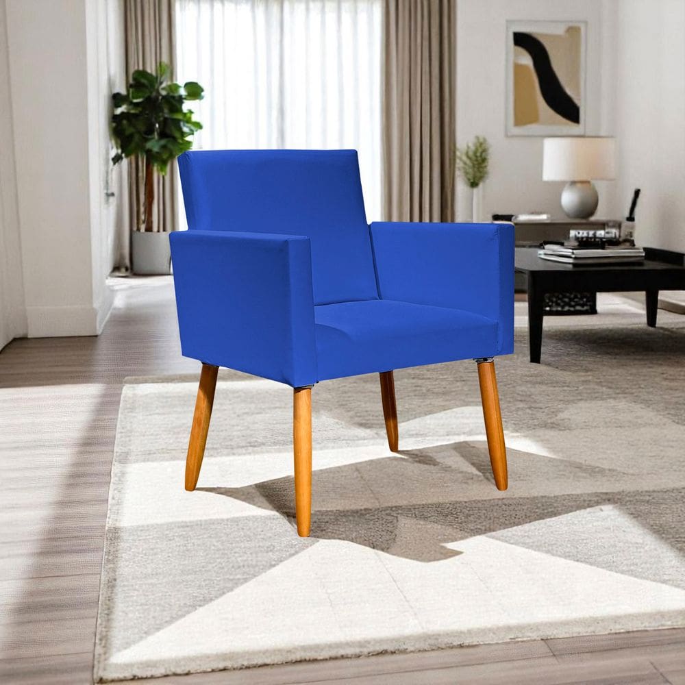 Poltrona Decorativa Para Sala Recepção Consultório Nina Corino Pés Palito Castanho