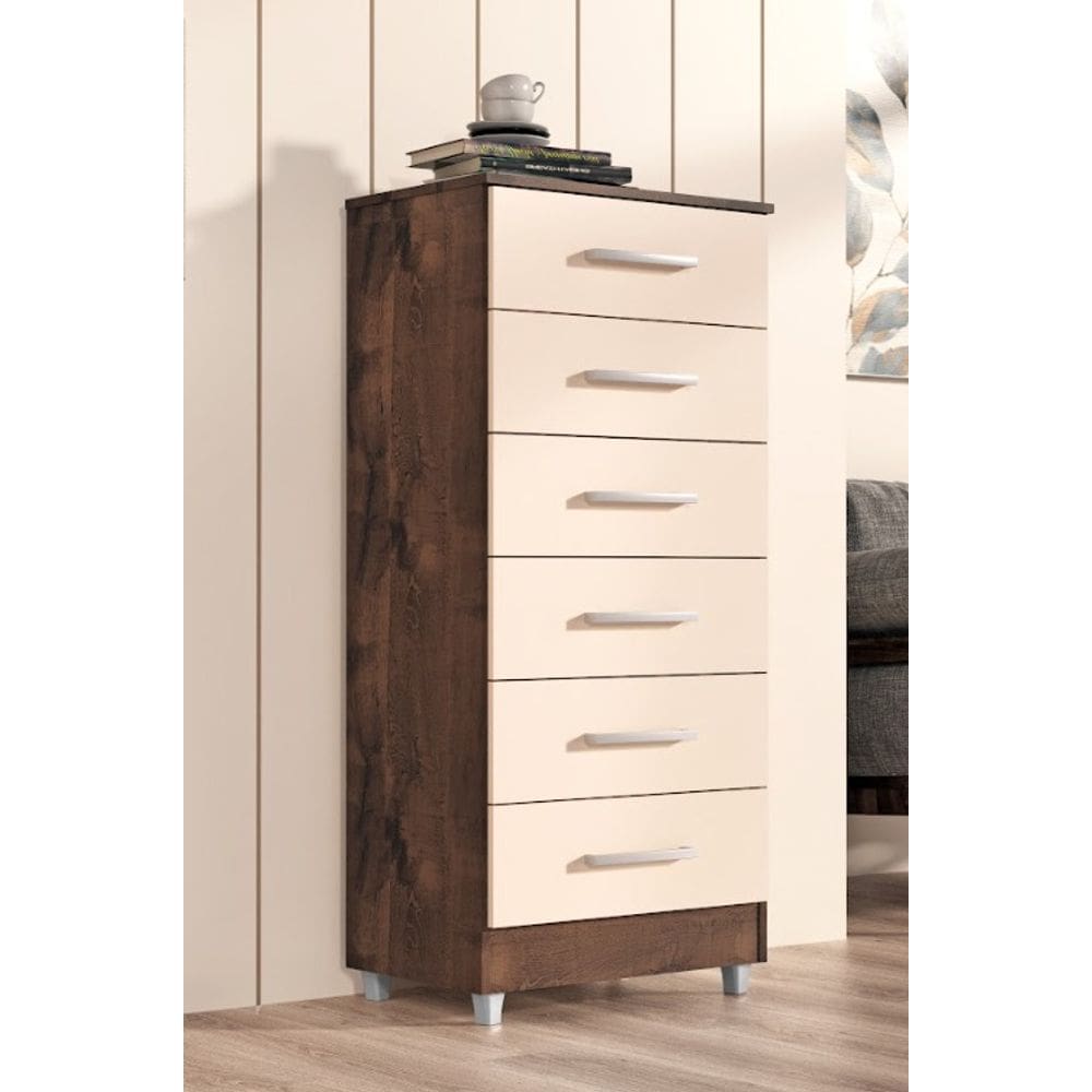 Cômoda 6 gavetas HELENA CHOCOLATE/OFF WHITE