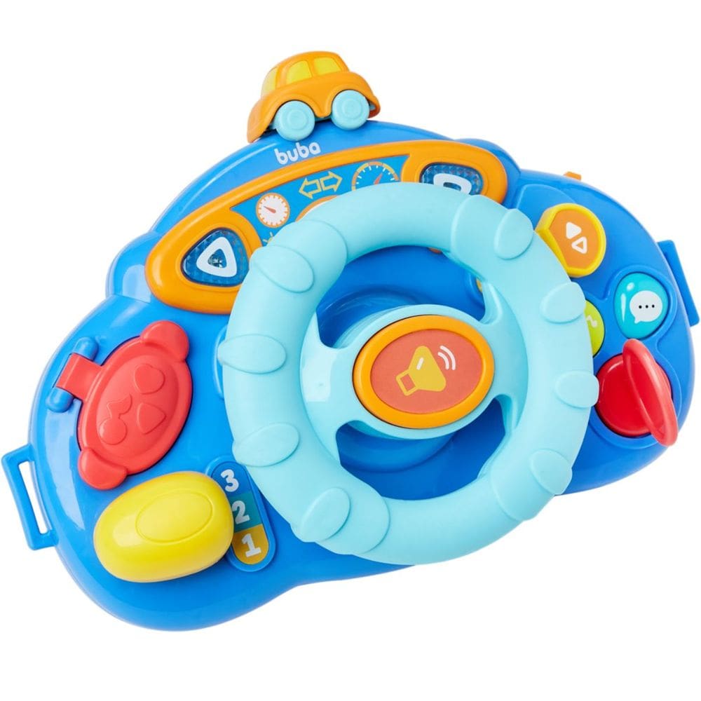 Volante de Brinquedo Musical com Sons Realistas e Luzes Coloridas +12m Estimula Coordenação Buba
