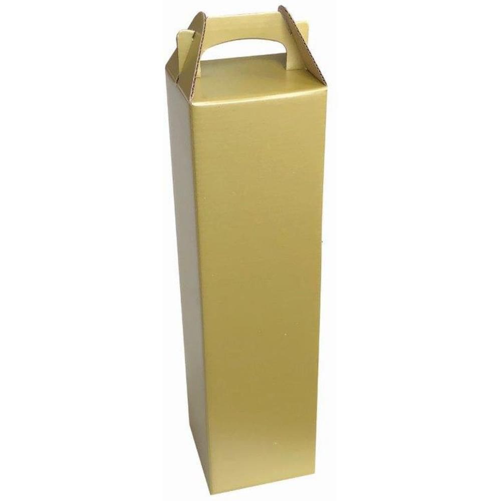 Embalagem Para Garrafa Caixa Dourado 9X9X37 Simples