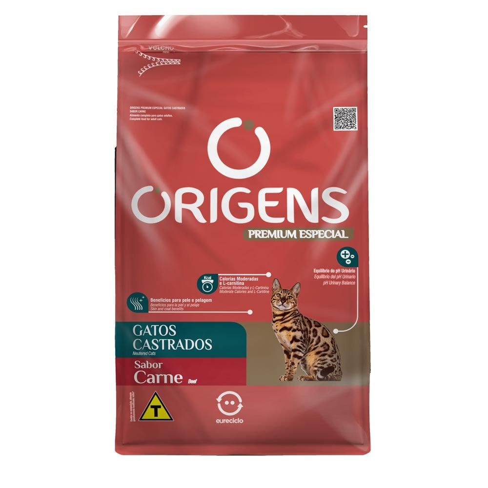 Ração para Gatos Castrados Origens Sabor Carne 1kg