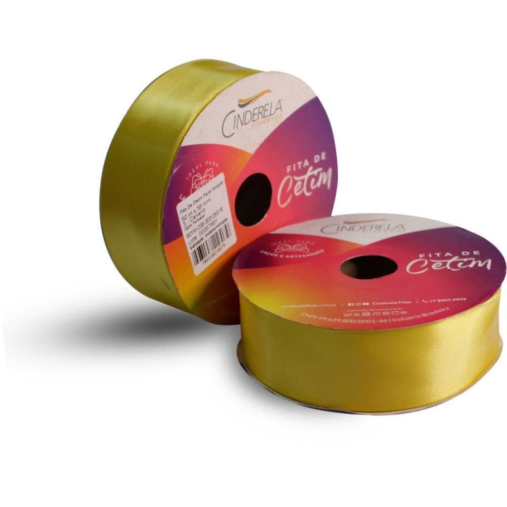 Fita De Cetim 38Mm 50M. Amarelo Canário