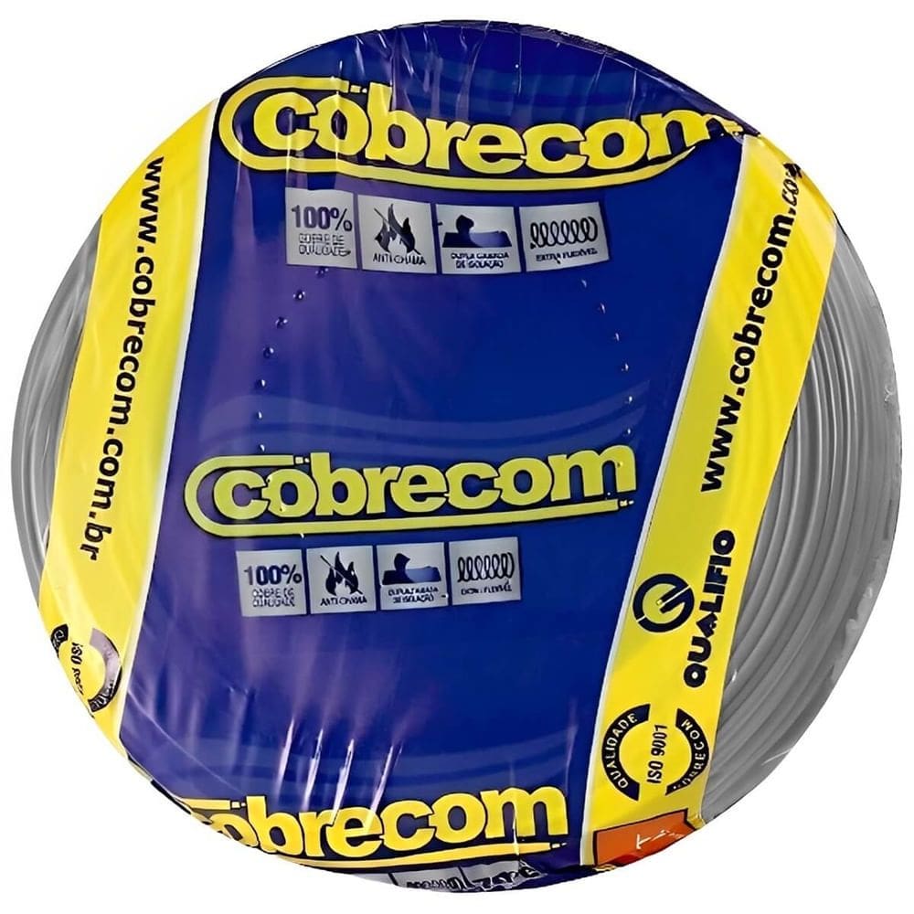 Cabo Flexicom de Cobre 4,0mm 750 Volts Cinza com 100 Metros - 1150608401 - COBRECOM