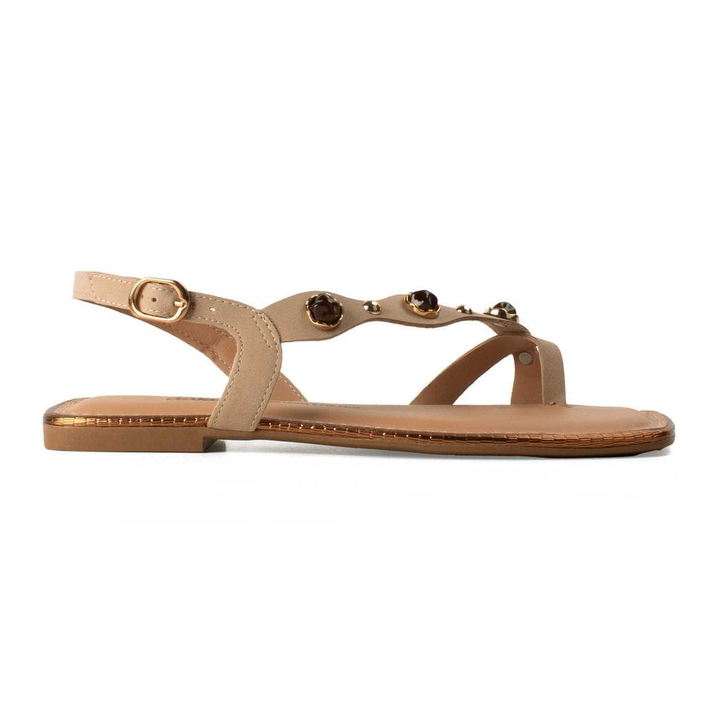 Sandália Feminino Dakota Rasteira Tiras Pedraria