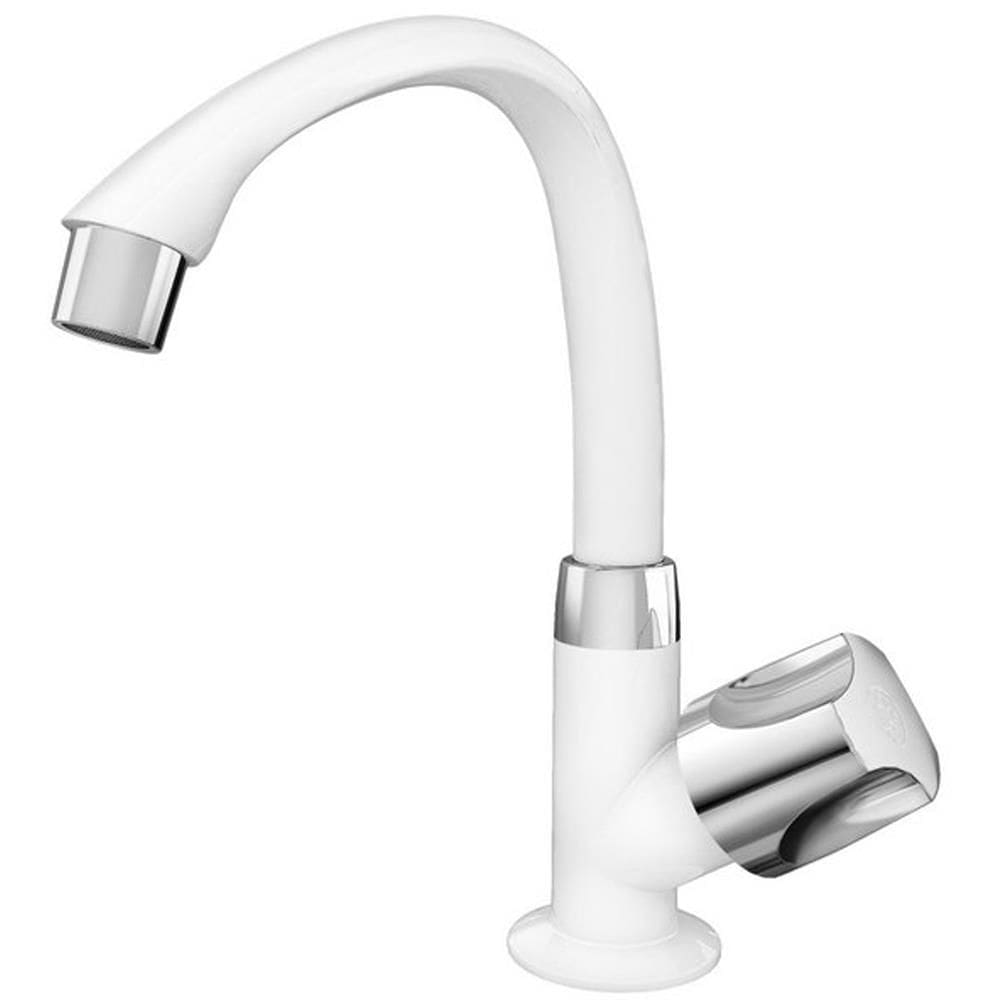 Torneira de Lavatório Mesa Bica Alta Móvel Orbe 1/2”” Branca/Cromada - 300000486 - TIGRE