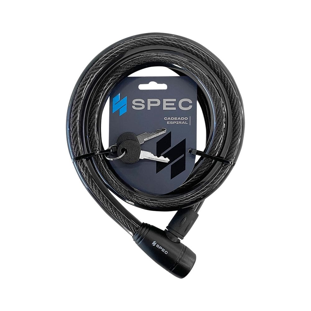 Cadeado Anti Furto Roubo Proteção Segurança Robusto Espiral Com Chave 18X1500mm Importado Spec
