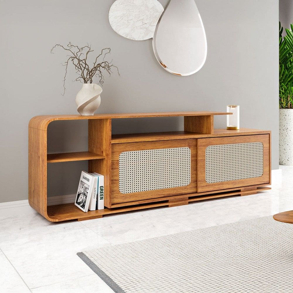 Rack para TV Até 75 Polegadas Dubai 2 Portas Marrom - Viero Móveis