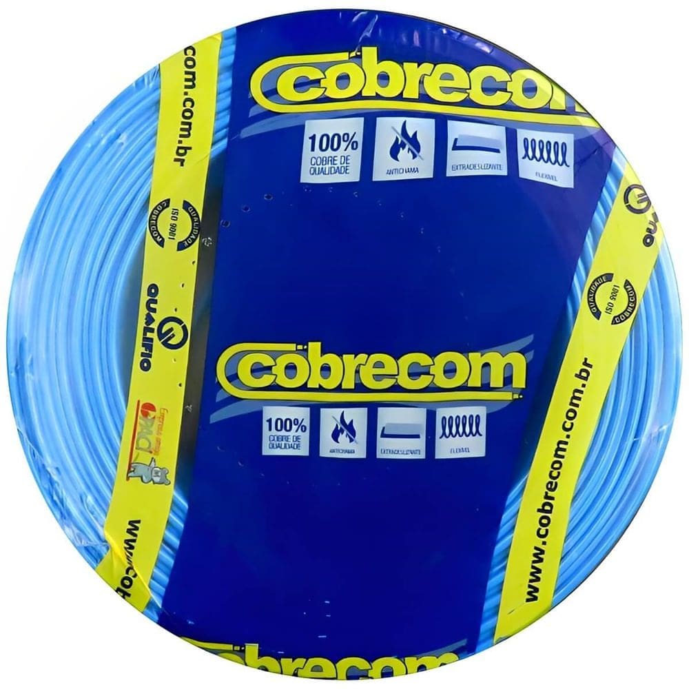 Cabo Flexicom de Cobre 4,0mm 750 Volts Azul com 100 Metros - 1150602401 - COBRECOM