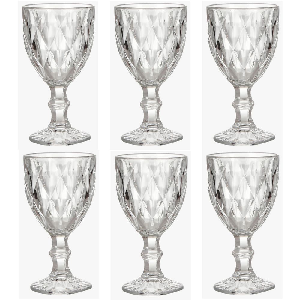Jogo De 6 Taças 300ml Para Água Vinho Diamond Clear Ke Home