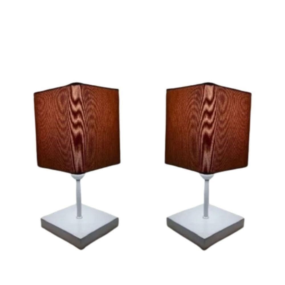 Abajures Quadrados Md-2008br Cúpula Tecido Palha