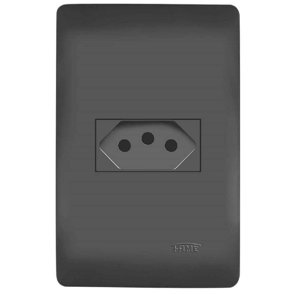 Conjunto Tomada 2P+T 10 Amperes Habitat Black - 4053 - FAME