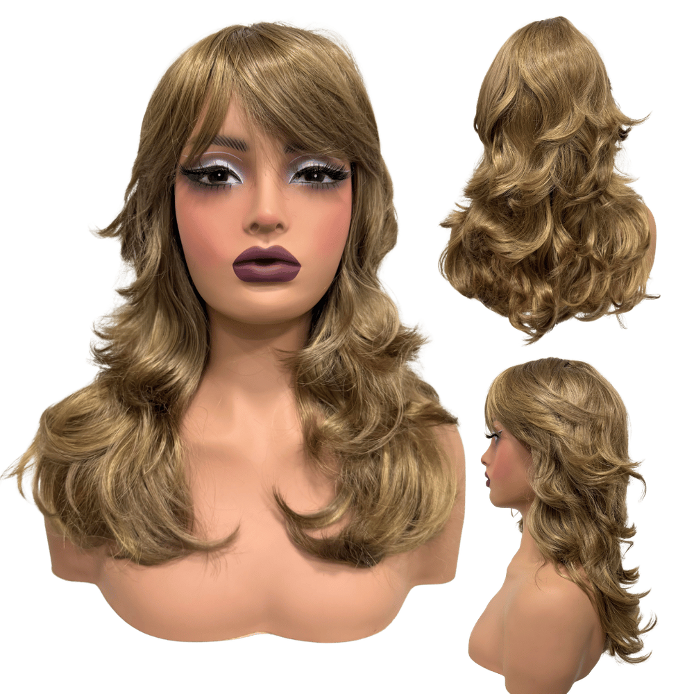 Peruca lisa super repicada com franja 40cm kanekalon premium