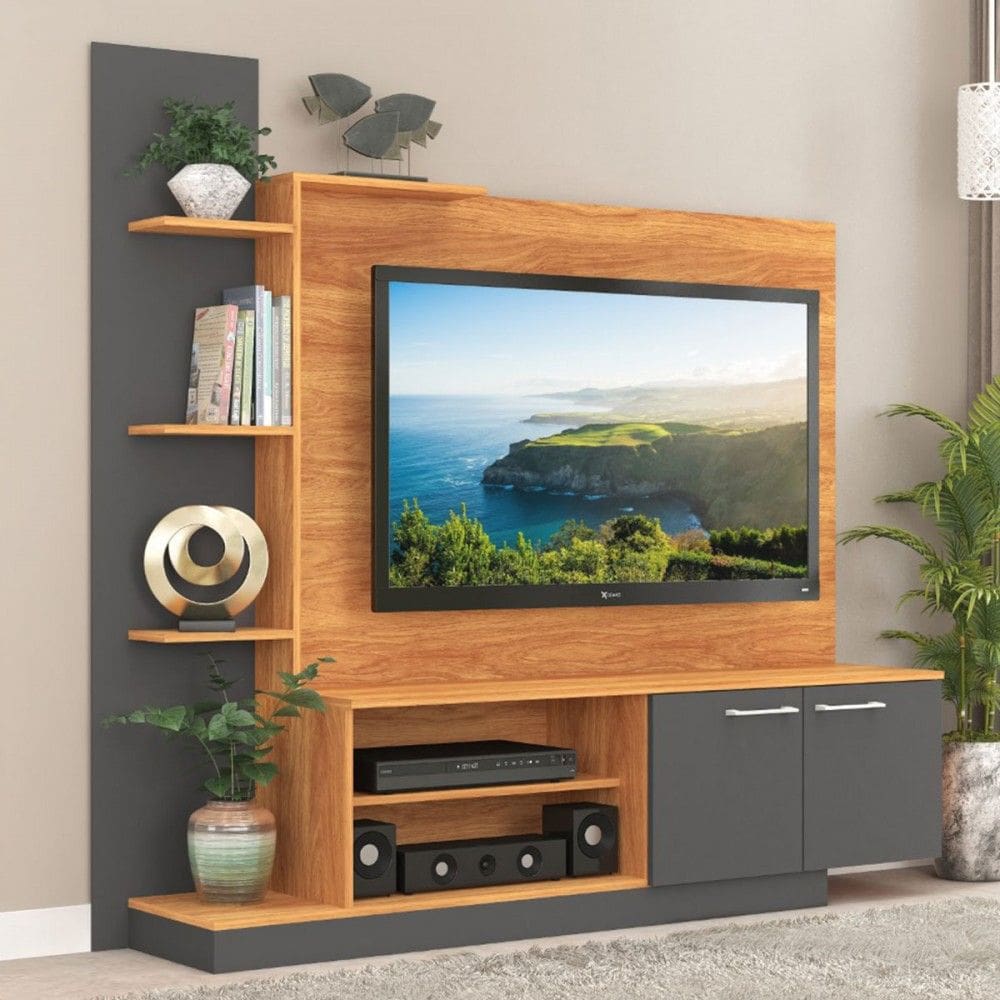 Estante para TV Até 55 Polegadas Havana 2 Portas Cinamomo/Grafite - Fellicci