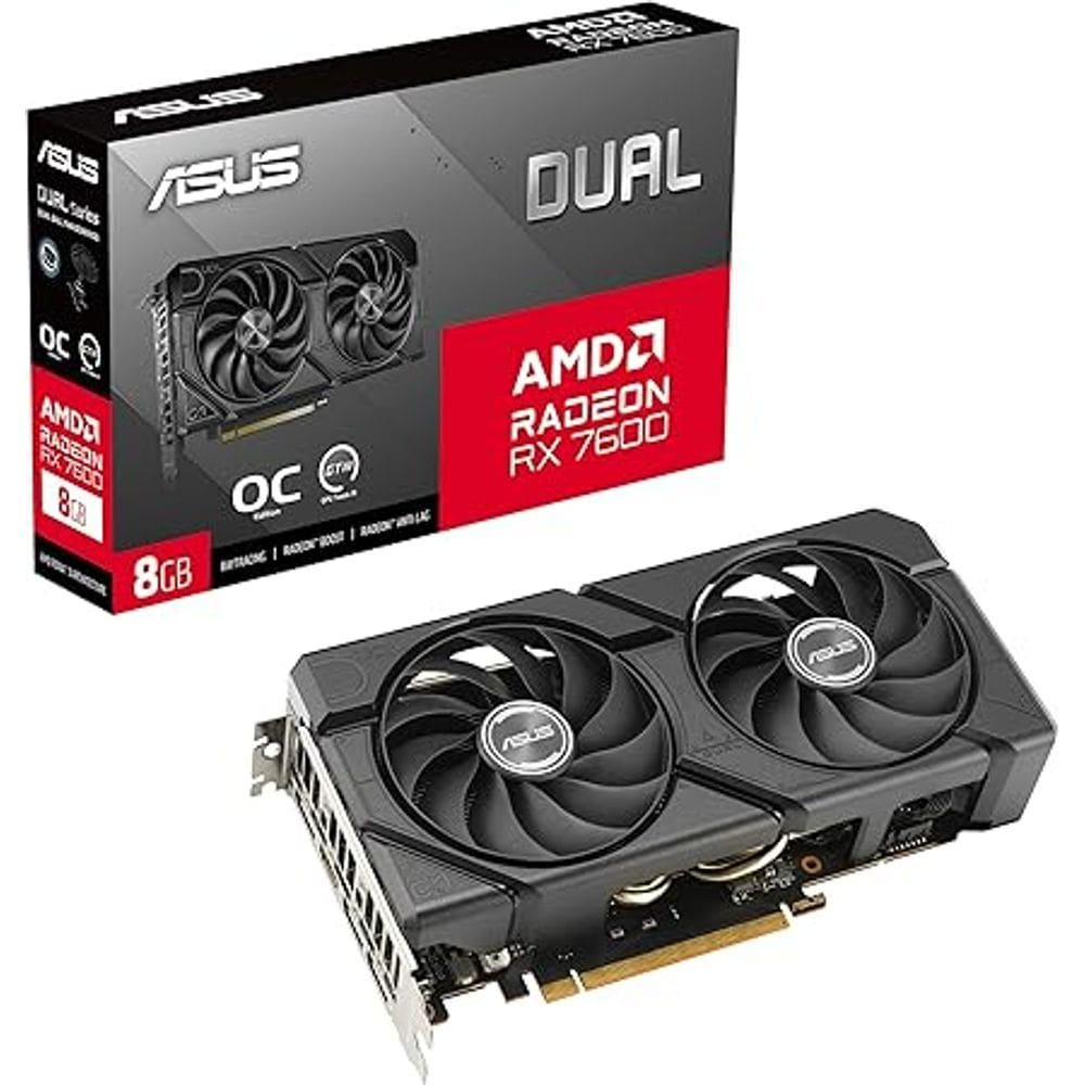 Placa de Vídeo DUAL RX 7600 O8G EVO AMD Radeon, 8GB GDDR6