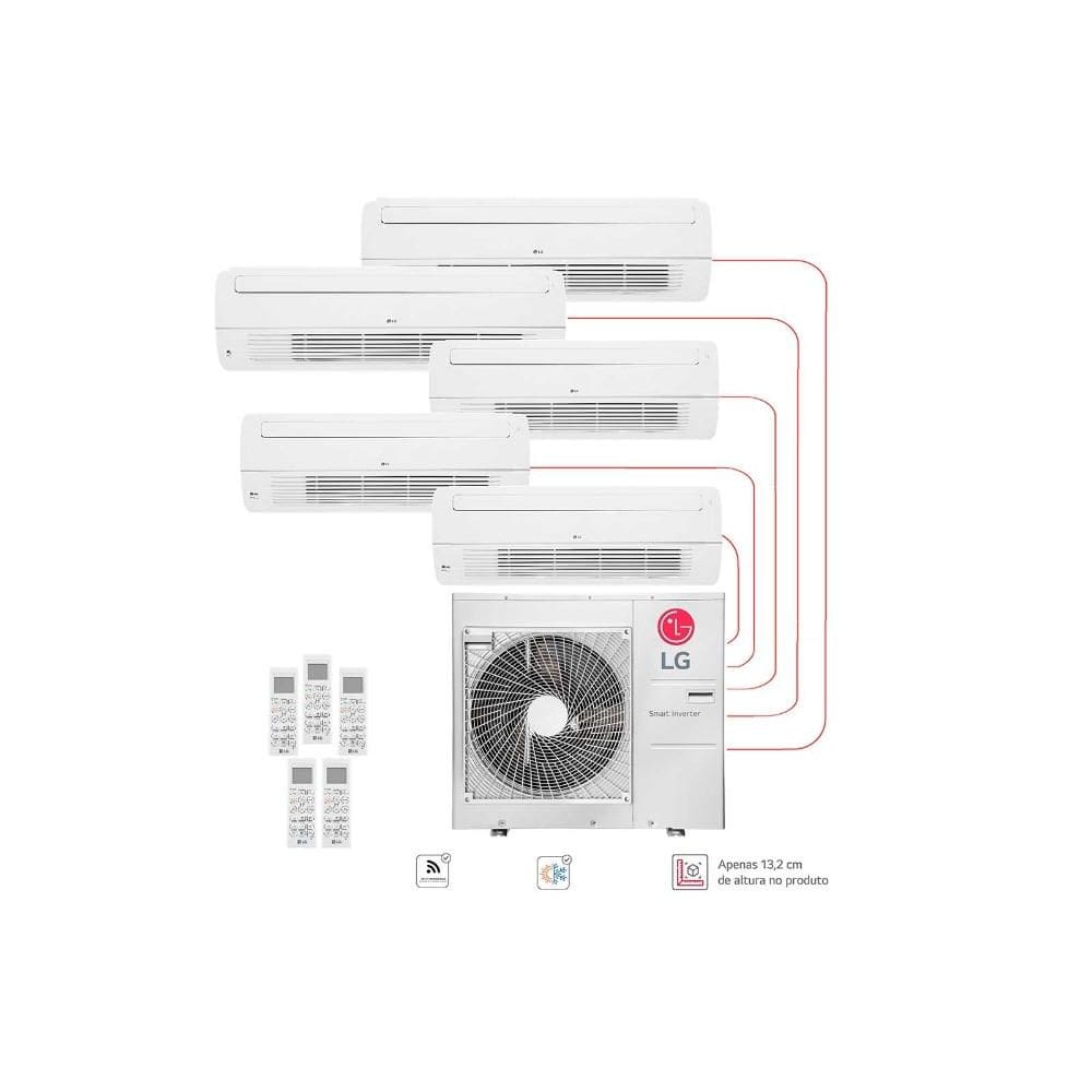 Ar condicionado Multi Split Inverter 5 ambientes ( 1via 3X 9.000BTUS, 2X 18.000BTUs) Quente/Frio WiFi integrado