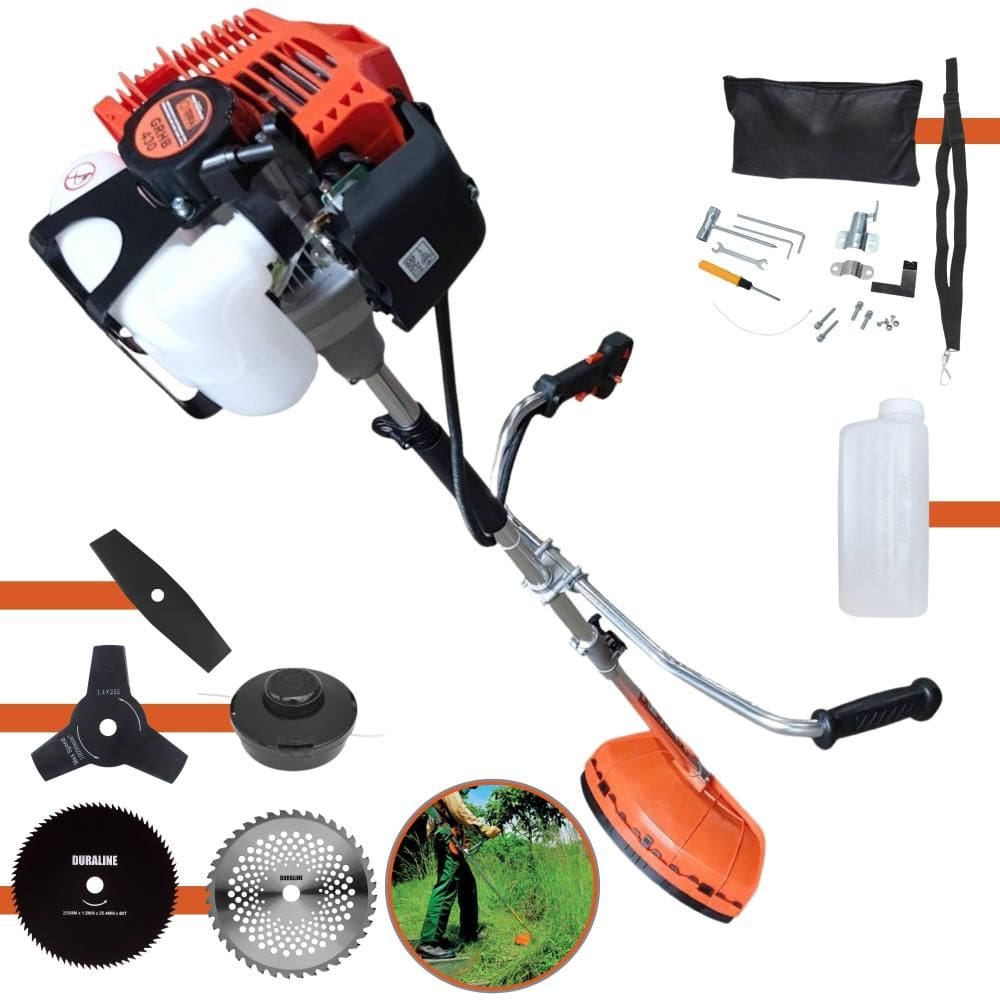 Máquina de Cortar Grama Terra GRHB-430 Bipartida À Gasolina 43cc 1,7HP 12.000rpm Roçadeira Profissional Completa Multifuncional Com 5 Opções de Cortes