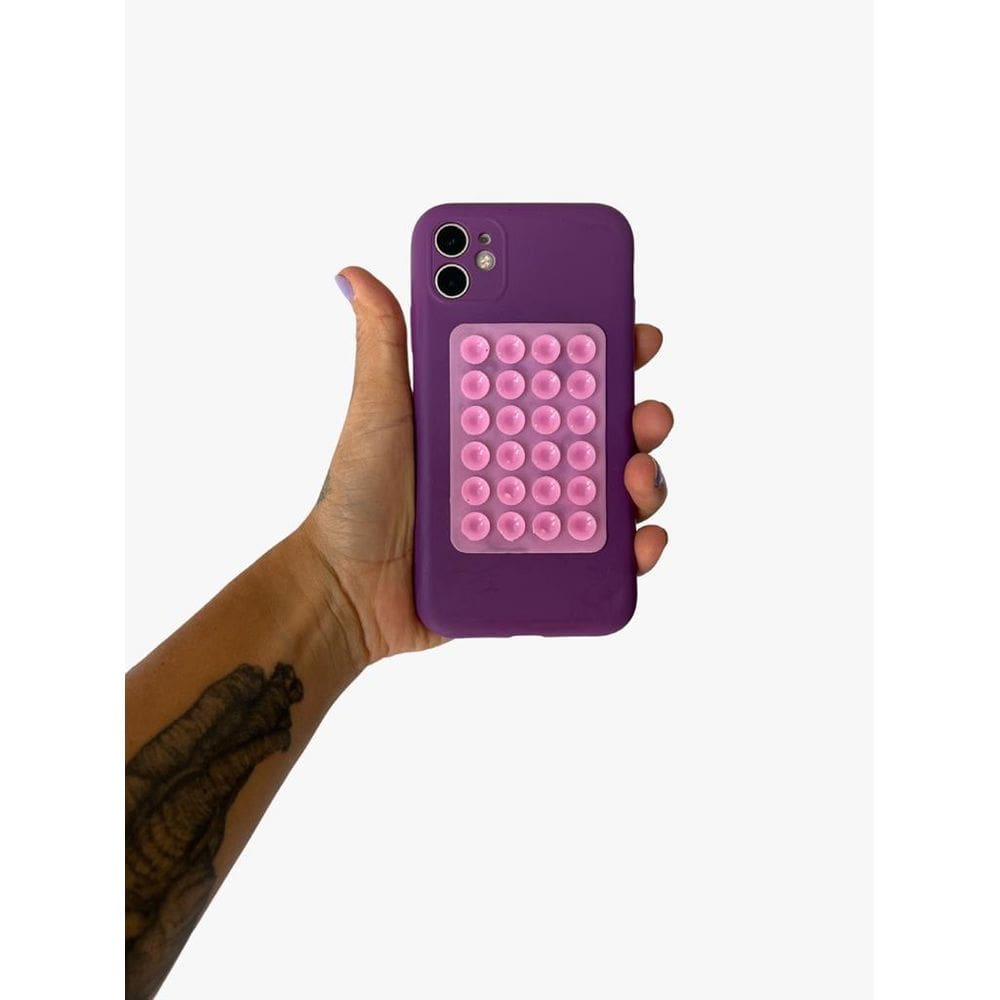 Suporte Silicone Ventosa Celular Superfície - Rosa 8x5,5cm