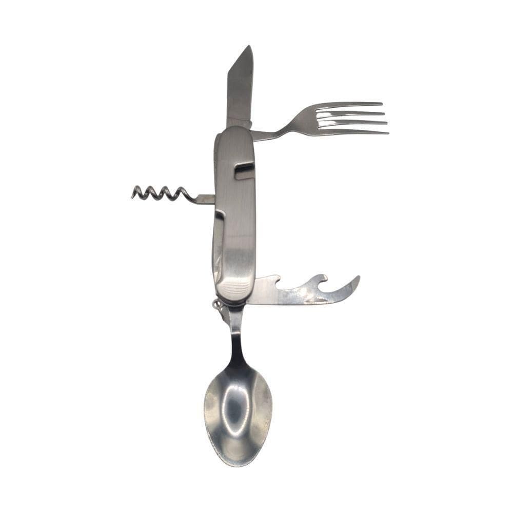 Conjunto De Talheres Dobrável Garfo Colher Saca Rolha Abridor Multifuncional Sobrevivência Camping Acampamento Trilha