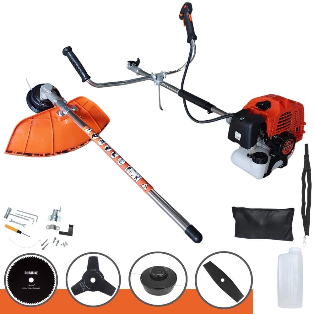 Roçadeira À Gasolina Completa Terra GRHB430 Bipartida 2T 1,7HP 43cc 12.000rpm Com Carretel e Lâmina 2 Pontas + Kit Lâminas 3 Pontas e Disco 80 Dentes