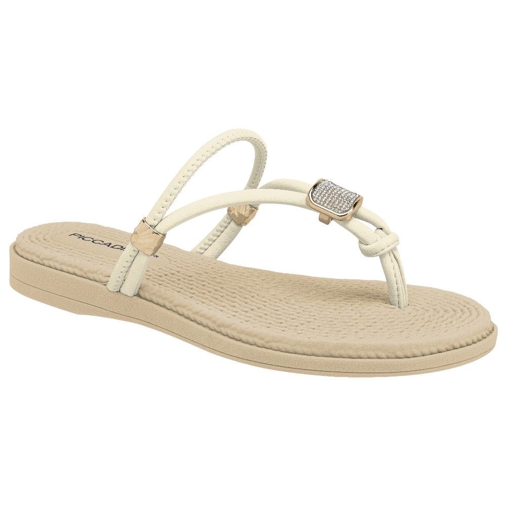 Sandália Rasteira Piccadilly 513039 Feminina - Off White