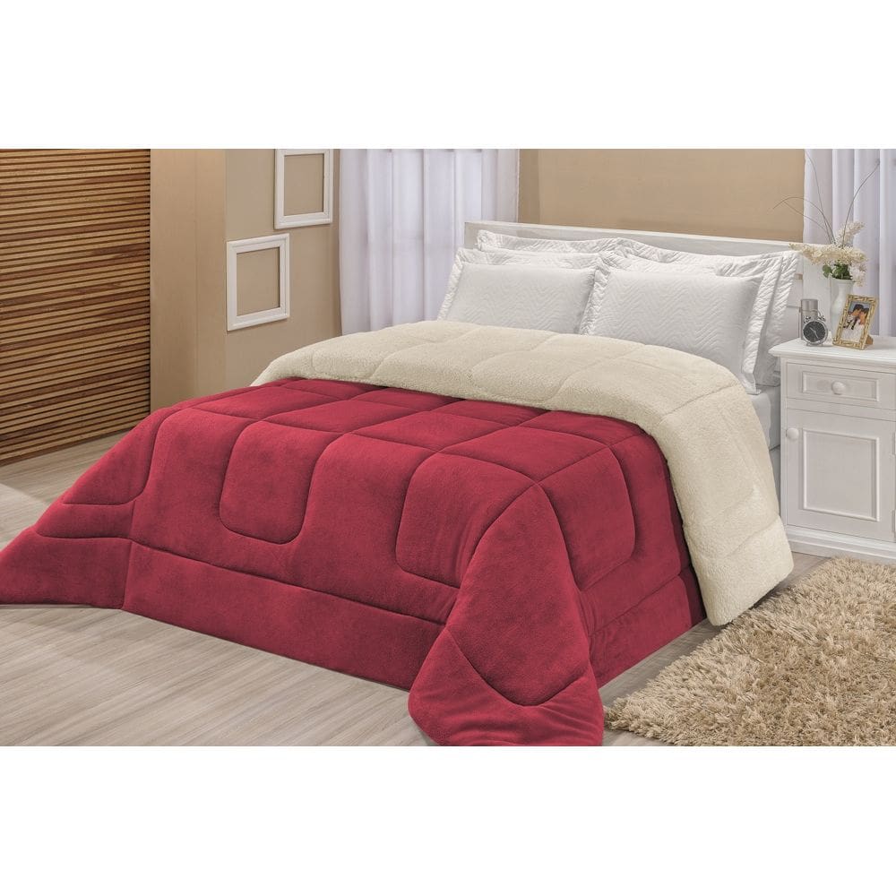 Edredom Sherpa Cobertor e Coberdrom Casal Queen Grosso Cores