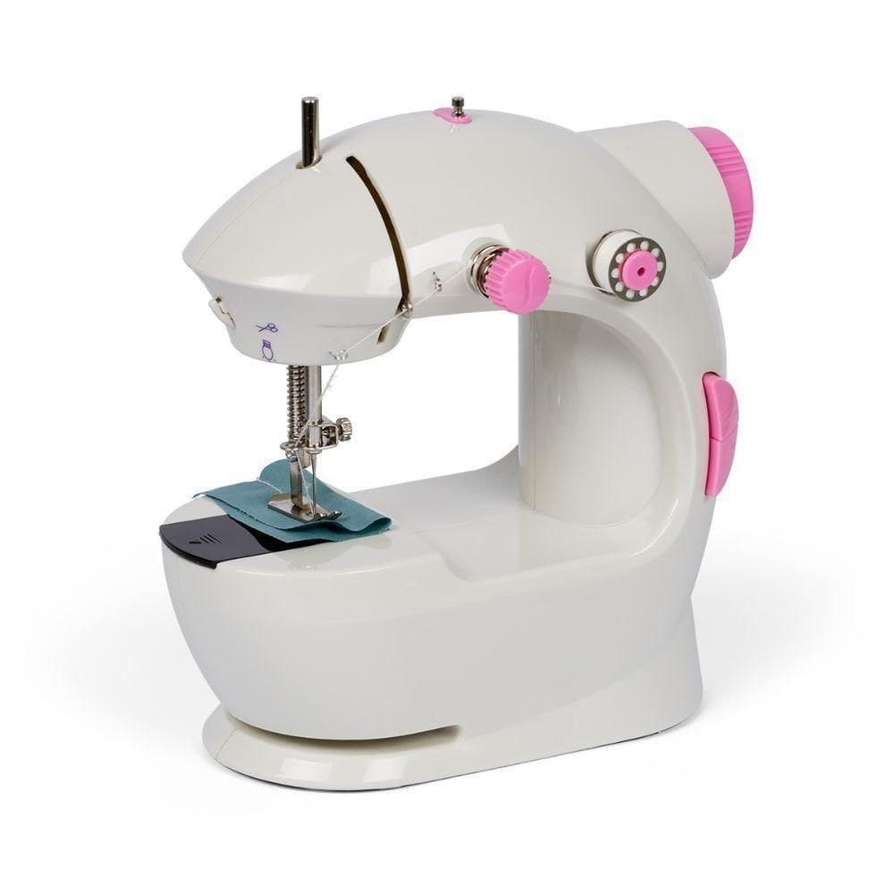 Mini Maquina Costura Eletrica Bivolt Portatil Reta Com Pedal Kit Bobinas Agulha Domestica