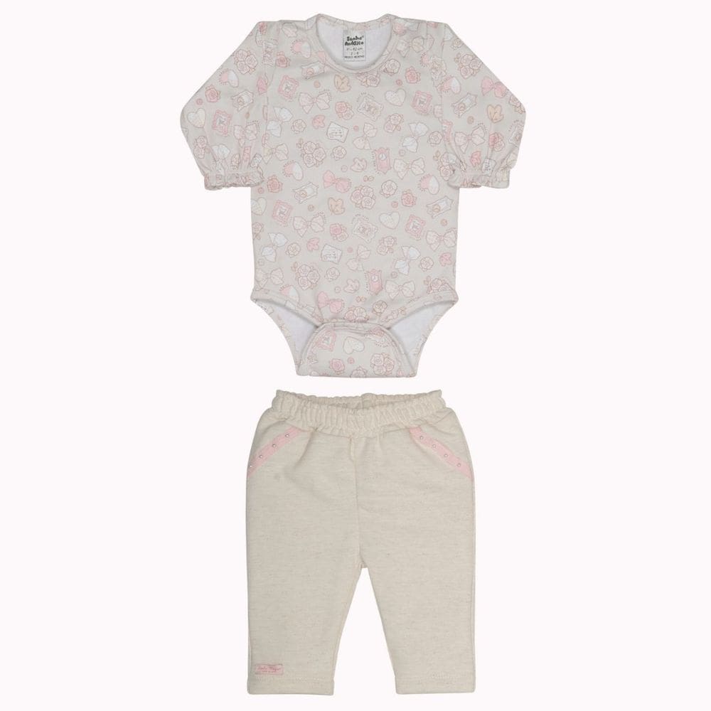 Conjunto Bebê Menina Memories 2Pçs Bege - Sonho Mágico