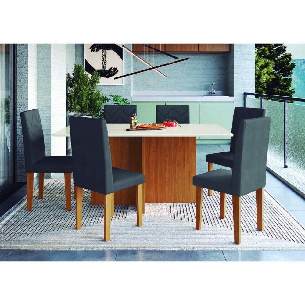 Conjunto Mesa de Jantar 170cm com 6 Cadeiras Multimóveis CR50209