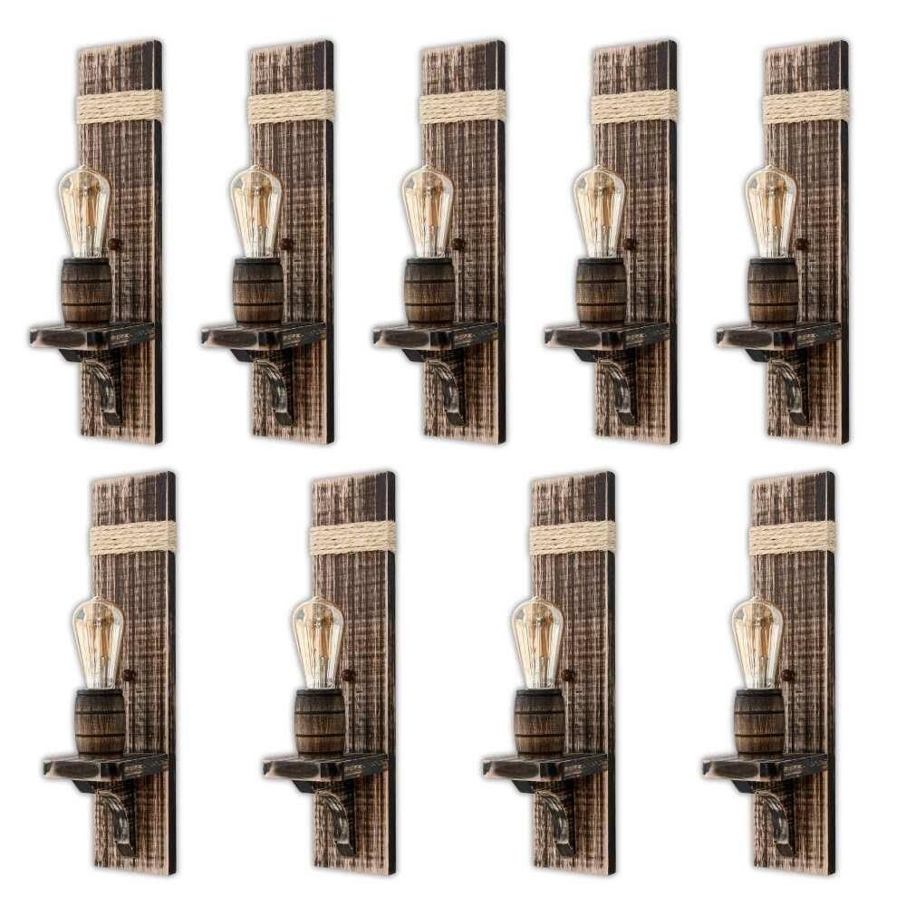 Kit 9 Arandelas Sisal Delenha Decor Rústico + Lâmpadas