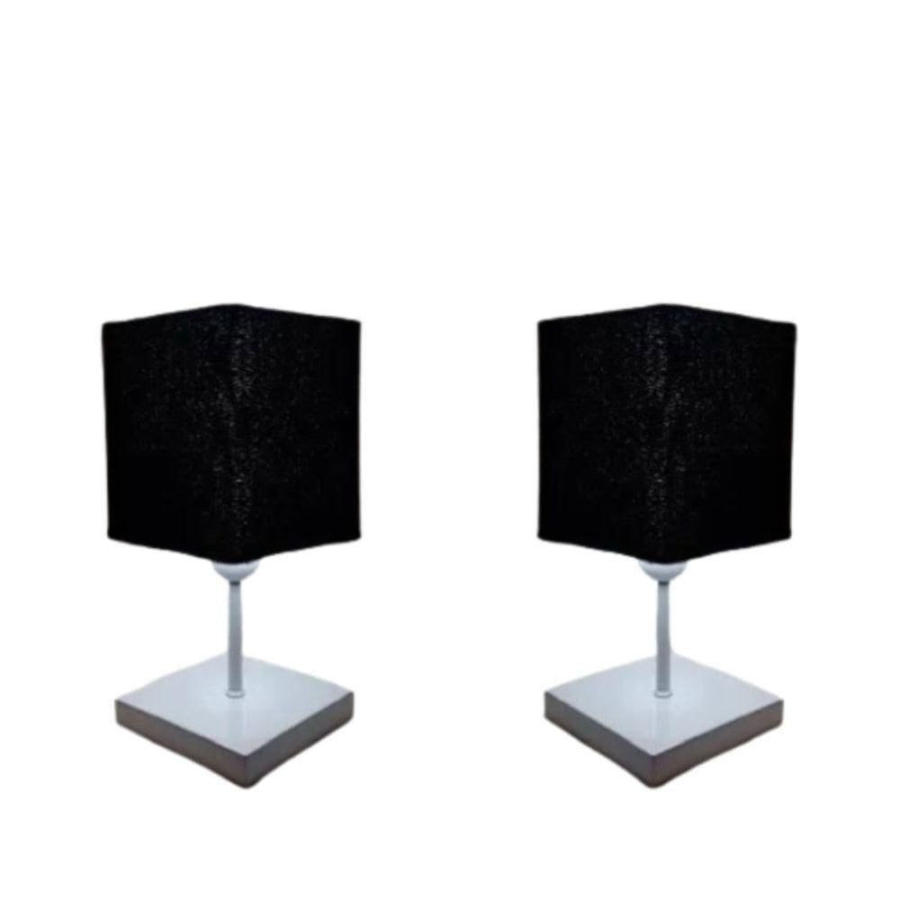 Abajures Quadrados Md-2008br Cúpula Tecido Preto