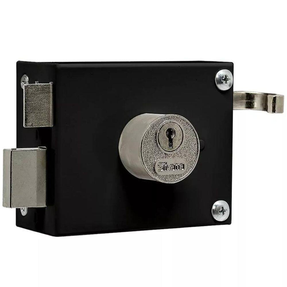 Fechadura Para Portão De Sobrepor Preta 50Mm