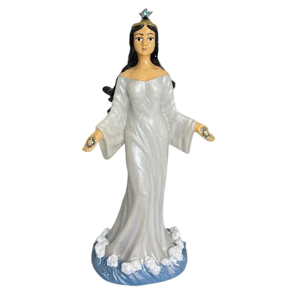 Escultura Iemanjá Umbanda Manto Na Cor Pérola 17,50 Cm