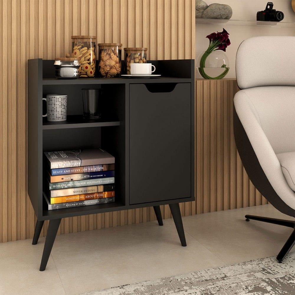 Cantinho do Café Belle 1 Porta 1 Prateleira Preto - Panorama Móveis